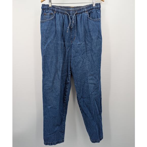 Bobbie Brooks Pants - Bobbie Brooks Vintage Elastic Waist Drawstring Jeans Size 16 Blue Denim USA Made